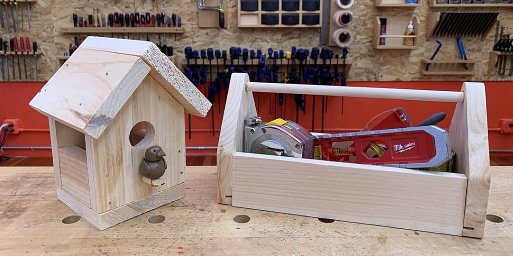 birdhouse and mini toolbox