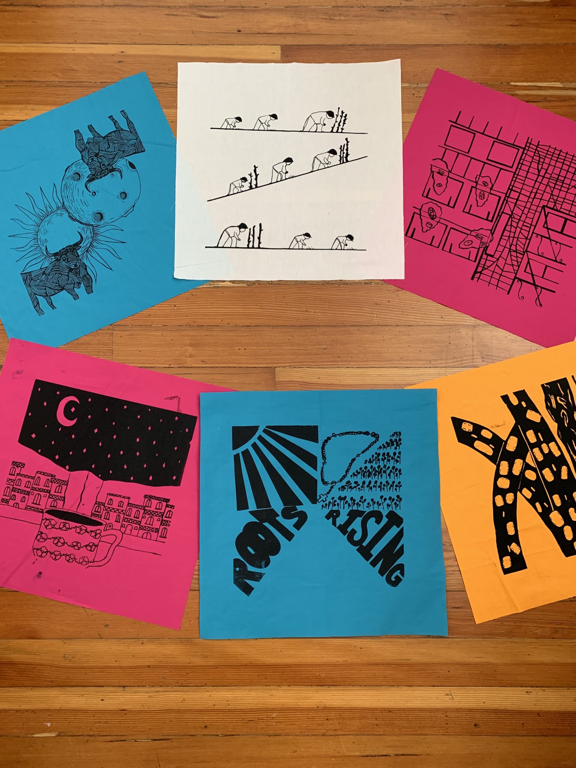 Ancestral Bandanas in our Protest + Print class