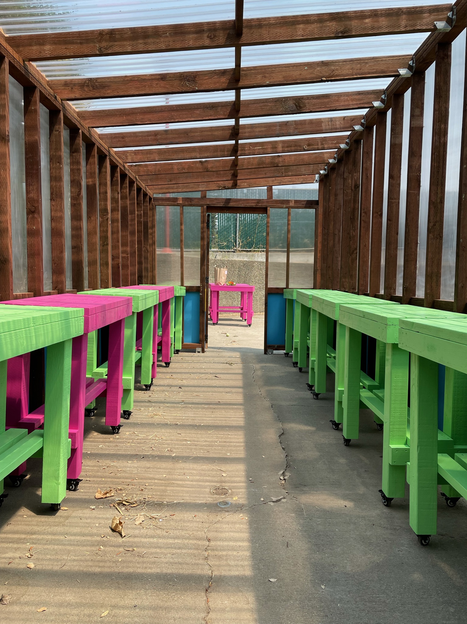 Tables in the greenhouse