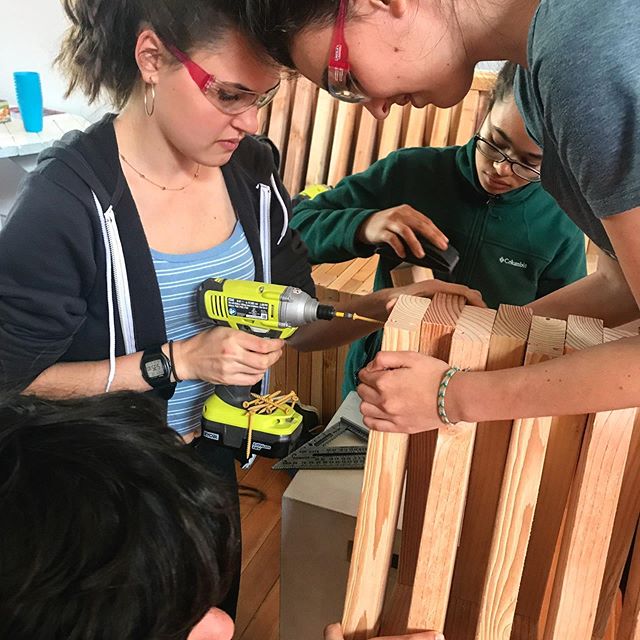 Teen girls build the parklet in Girls Garage