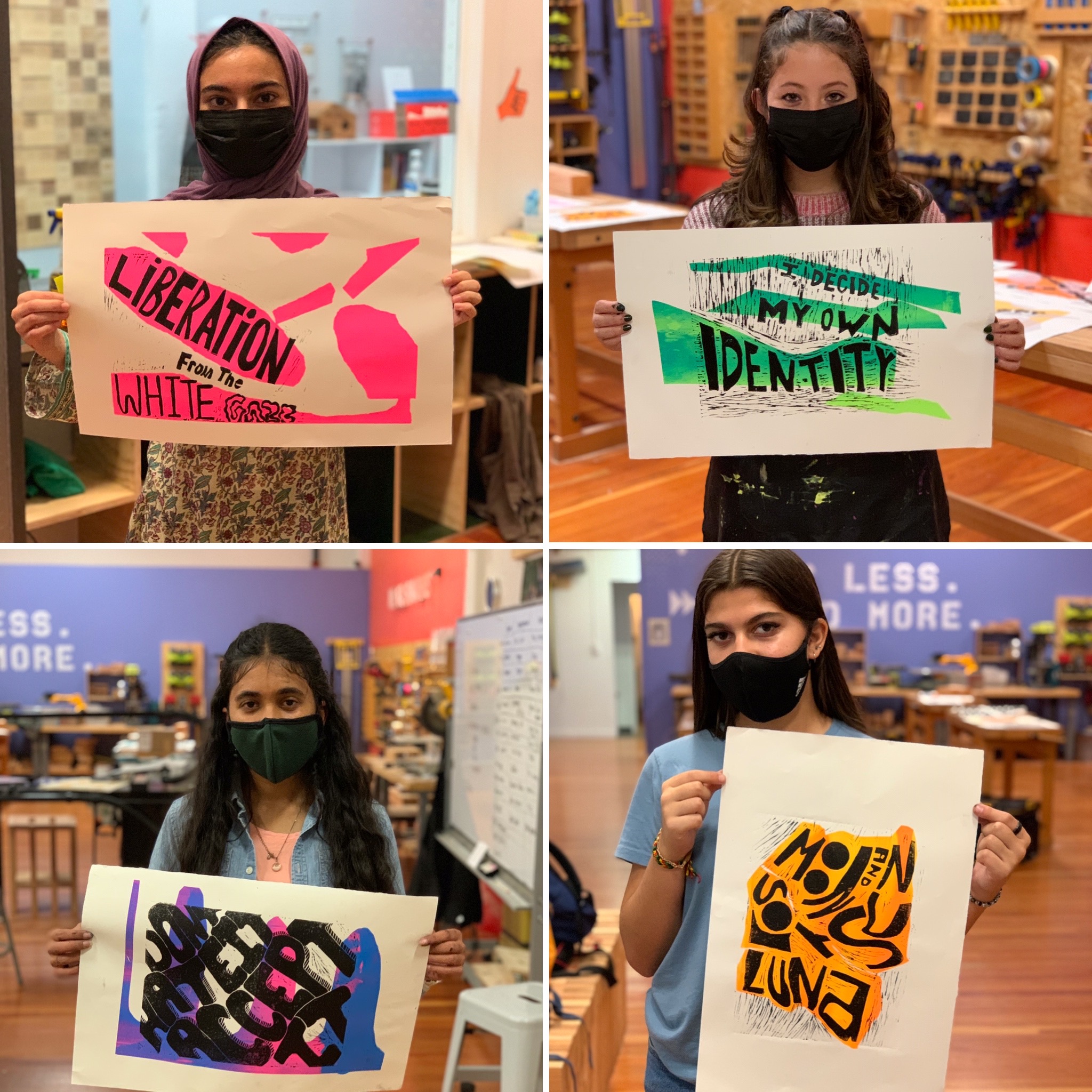 Protest + Print students at Girls Garage