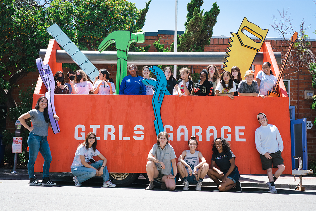 Girls Garage toolbox float built by the Young Women
